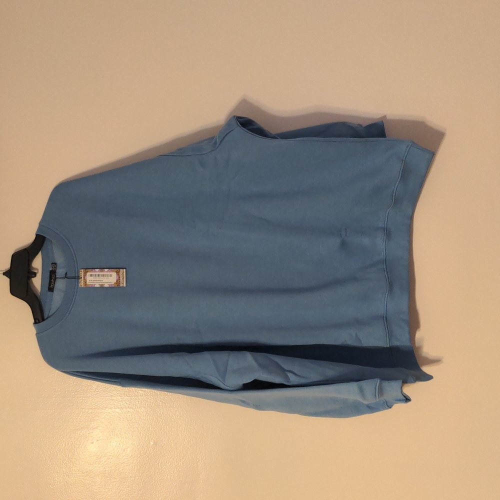 Boohoo plus fleece back oversized sweater blue size USA 22 nwt